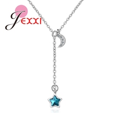 Colgante de plata de ley 925 para mujer, joyería Popular de cristal de Luna Azul y Estrella, collar femenino, gran promoción 2024 - compra barato