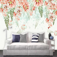 Papel tapiz decorativo pintado a mano, pintura de pared de fondo de flores rojas de estética moderna en toda la casa 2024 - compra barato