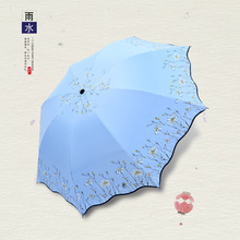 Креативный трехсложный зонт от солнца, складной зонт, дождевой Зонт двойного назначения, Черный Пластиковый Солнцезащитный УФ-зонтик 2024 - купить недорого