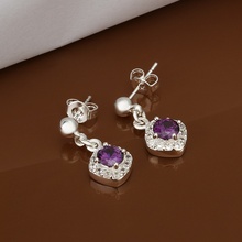 Hot Sale!!Free Shipping 925 Silver Earring,Fashion Sterling Silver Jewelry Purple Stone Earrings SMTE429 2024 - buy cheap