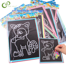 Волшебная цветная бумага для скретч Арта Раскрашивание карты доступны с обеих сторон игрушки для рисования соскабливанием для детей Бесплатная доставка GYH 2024 - купить недорого