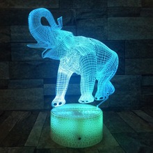 Lâmpada de mesa ilusão 3d de elefante, luz noturna led, controle remoto por toque animal, 7 cores, muda de cor, iluminação para crianças, presente de natal 2024 - compre barato