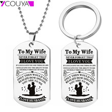 Collar de acero inoxidable con letras "TO MY WIFE", llavero con grabado de perro, Gargantilla para hombre y mujer, regalo para enamorados 2024 - compra barato