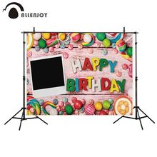 Allenjoy background photography portrait door colorful candy custom photo birthday children wooden floor photocall backdrops 2024 - buy cheap