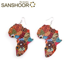 SANSHOOR African Colors Painting Map Wooden Drop Earrings Afrocentric Ethnic Tribe Vintage Boho Jewelry For Women Gifts 1Pair 2024 - buy cheap