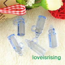 New Arrival-100pcs Mini Size 28*11mm Acrylic Light Blue/pink Baby Bottles For Baby Shower Favors~Cute Charms~Party Decoration 2024 - buy cheap
