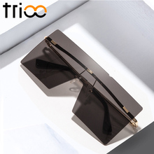 TRIOO Rimless Square Sun Glasses For Women Brand Designer Female Flat Lens Shades Sunglasses Women Siamese Oculos de sol 2024 - buy cheap