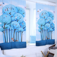 Blackout Curtain Cartoon Tree Kids Bedroom Window Hook Child Room Short Curtains for Living Room Kitchen 1 Piece 2024 - buy cheap