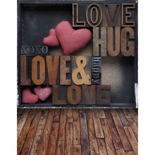 Fondo fotográfico con estampado Digital para niños y bebés, decoración de corazones rosas, amor, alfabeto, pared, Día de San Valentín, suelo de madera 2024 - compra barato