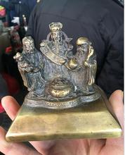 free shipping Classic Chinese Bronze 3 Longevity God Fu Lu Shou Life Kid Peach Seat Set Statue  10cm 2024 - buy cheap