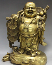 Chinese Folk Brass Copper Yuan Bao RuYi Monk Buddha Statue 2024 - buy cheap