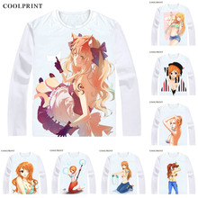 COOLPRINT ONE PIECE T-Shirt Long Sleeve Shirts Anime Manga Wan Pisu Straw Hat Pirates Nami Cat Burglar Dorobo Neko Cosplay Shirt 2024 - buy cheap