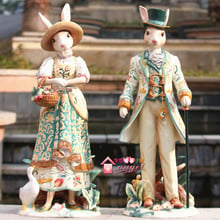Estatua de cerámica de Mr Rabbit para amantes de las niñas, figuritas decorativas para el hogar, decoración para habitación, adorno de boda, figuritas de animales de porcelana 2024 - compra barato