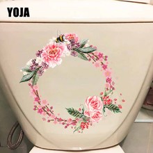 YOJA 22.3X21.9CM Beautiful Hand Painted Watercolor Wreath And Bee Pattern Toilet Decal Wall Sticker Home Decor T5-0973 2024 - buy cheap