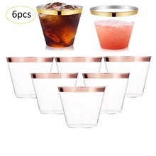 6PCS (270ML) Wine Glass Hard Plastic Aviation Cup Juice Cup Tiramisu Ice Cream Cup Birthday Party Supplies Reusable Plastic Cup 2024 - buy cheap