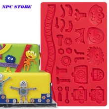 Npc robôs de silicone e monsters, molde para fondant e pasta de goma, moldes de artesanato de açúcar, bolos, cupcakes, formas de decoração estilo wilton 2024 - compre barato