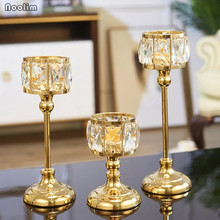 NOOLIM Crystal Romantic European Style Table Metal Candlestick For Home Wedding Bar Decor Candle Holder Ornament 2024 - buy cheap