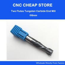 Free Shipping 2PCS solid carbide 8X8X20X60mm 8mm diameter 2 flutes End Mill Milling Cutter HRC55 CARBIDE Stainless steel NANO 2024 - buy cheap