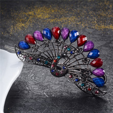 Fashion Jewelry Lady Hair Clip Crystal Hair Claws Hair Peacock Paw Clip Retro Color Girl Barrette Hair Accessories Wholesale 2024 - buy cheap