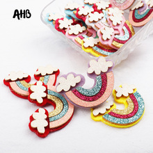 AHB 7pcs Mixed Appliques Glitter Rainbow Felt Shiny Glitter Patches DIY Headware Accessories Patches Scrapbooking Sticker 2024 - buy cheap