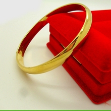 Гладкий жёлтый золотистый браслет для женщин в простом стиле 2024 - купить недорого