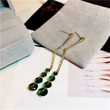 Vintage Drop Earrings For Women S925 Sterling Artificial Emerald Long Earring Green Gemstone Fine Jewelry Elegant Lady Brincos 2024 - buy cheap