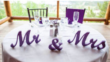 Mr. & Mrs. Purple Glitter letters wedding table decoration, freestanding Mr and Mrs signs for sweetheart table 2024 - купить недорого