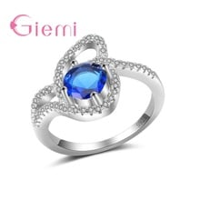 Anillo de plata esterlina 100% 925 para mujer, accesorio romántico de cristal, joyería de boda, 4 colores, novedad 2024 - compra barato