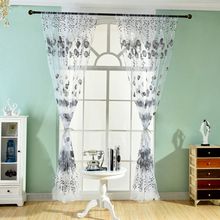 Window Curtains Sheer Voile Tulle for Bedroom Living Room Balcony Kitchen Floral Printed Tube Curtain House Decor 2024 - buy cheap