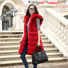 Mink Fur Vest Women 2021 Winter Luxury Hooded Faux Fur Coat Autumn Thickening Warm Sleeveless Outerwear Plus Size S-4XL M1411 2024 - buy cheap