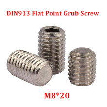 50pcs M8*20 DIN913 Hex Socket Flat Point Set Screws 304 Stainless steel Hexagaon Grub Screw 2024 - buy cheap