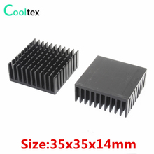 Алюминиевый радиатор 35x35x14 мм, черный радиатор для охлаждения светодиодов, 5 шт./Лот, для электронных чипов VGA, RAM, IC 2024 - купить недорого