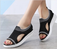 Nova moda feminina sandálias verão nova plataforma sandália sapatos conforto respirável sapatos de compras senhoras andando branco preto 2024 - compre barato
