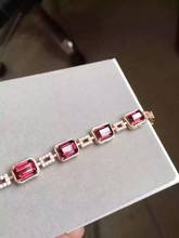 Natural red garnet gem Bracelet Natural gemstone Bracelet 925 silver bracelet Fashion Special square Pincushion wedding Jeweler 2024 - buy cheap