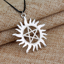 Popular Movie Supernatural Dean Sun Star Pendant Necklace Silver Color Leather Chain Women Men Necklaces Jewelry Accessories 2024 - buy cheap
