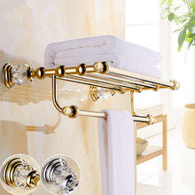 High Quality Brass and Crystal Bathroom Towel Rack Gold Towel Holder Hotel Home Bathroom Storage Rack Rail Shelf 2024 - buy cheap