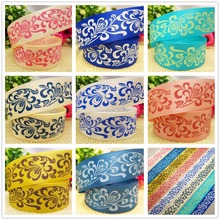 free shipping 25mm flower Printed grosgrain ribbon, butterfly accessories, DIY handmade materials,XW52218 2024 - buy cheap
