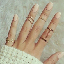 Модное популярное новое кольцо с двойной цепочкой, маленькое кольцо с цирконием, кольцо с острым листом, 6 комплектов, аксессуары 2024 - купить недорого