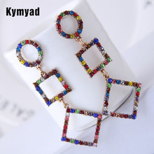 Kymyad Vintage Stud Earrings for Women Geometric Pendant Jewelry Statement Earings Fashion Jewelry Crystal Long Earrings Bijoux 2024 - buy cheap