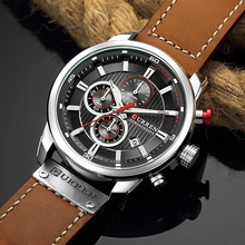 Men Watches CURREN Top Luxury Brand Mens Chronograph Military Sport Watch Male Waterproof Leather Army Quartz Analog Clock 8291 2024 - buy cheap