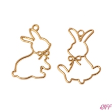 2Pcs Friend Rabbits Resin Frame Open Bezels Setting Blank Pendant Jewelry Making 2024 - buy cheap