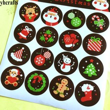 16PCS/LOT.Gingerbread Santa snowman Tree paper stickers Bake sealing label Kids diy toys Xmas gifts Wall fridge stickers Gifts 2024 - buy cheap