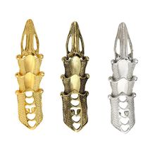 2019  Punk Nail Rings Rock Scroll Joint Armor Knuckle Metal Retro Goth Exaggerated Long Joint Nail Tail Ring for Men and Women 2024 - buy cheap