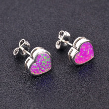 Wholesale & Retail Fashion Fine Pink Hot Heart Fire Opal Earrings 925 Sterling Sliver Jewelry For Women EJL1631015 2024 - buy cheap