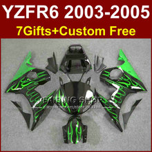 R6 custom green flame fairing parts for YAMAHA r6 Motorcycle fairings sets 03 04 05 YZF R6 2003 2004 2005 fairing kits 6YFF 2024 - buy cheap