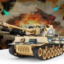 Tanque de simulación de tigre alemán con Control remoto para niños, modelo militar que puede lanzar Cannonball, tanque de batalla para padres e hijos, juguete para regalo, 1:18 2024 - compra barato