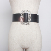 Cinturón de cuero con hebilla de cristal y Metal para mujer, correa de cuero con hebilla de cristal, Estilo Vintage, accesorio femenino 2024 - compra barato