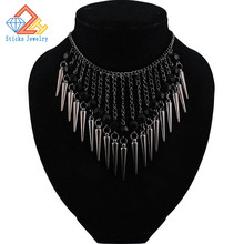 Summer Hot Trendy Necklace Dark Color Plated Chain Hanging Acrylic Beads Rivet Tassel Jewelry Accessories Women 2024 - buy cheap