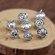 Handmade 100% 925 Silver Bracelet Charm Thai Silver Lotus Charm Thailand Pure Silver Small Charm DIY Jewelry Findings 2024 - buy cheap