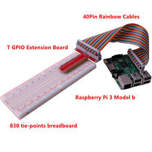Raspberry Pi 3 Model B Board +T Type GPIO Extension Board + 40 Pins Rainbow Cables+830 Tie-points Breadboard 2024 - buy cheap